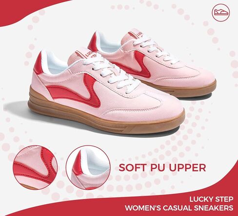 LUCKY STEP Women's Retro Fashion Sneakers Classic Cute Casual Trainers Trendy Footwear Lace up Tennis Walking Skate Shoes in Kuwait