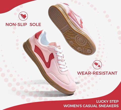 LUCKY STEP Women's Retro Fashion Sneakers Classic Cute Casual Trainers Trendy Footwear Lace up Tennis Walking Skate Shoes in Kuwait