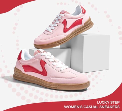 LUCKY STEP Women's Retro Fashion Sneakers Classic Cute Casual Trainers Trendy Footwear Lace up Tennis Walking Skate Shoes in Kuwait