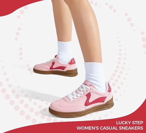 LUCKY STEP Women's Retro Fashion Sneakers Classic Cute Casual Trainers Trendy Footwear Lace up Tennis Walking Skate Shoes in Kuwait