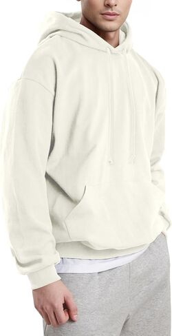 Ohoo Men's Loose Fit Midweight Hoodies Pullover French Terry Long Sleeve Hooded Sweatshirt with Pocket in Saudi Arabia