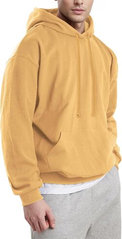 Ohoo Men's Loose Fit Midweight Hoodies Pullover French Terry Long Sleeve Hooded Sweatshirt with Pocket in Saudi Arabia