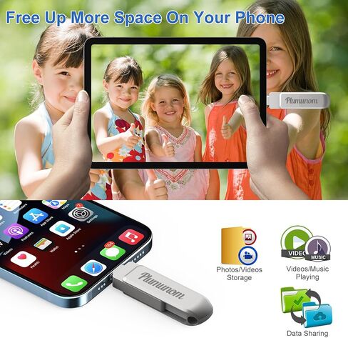 Plumunom Photo Stick for iPhone Flash Drive 128GB,Flash Drive for iPhone Save More Photos and Videos.High Speed Photo Stick USB 3.0 Memory Stick Compatible with iPhone/ipad/Android/PC. in Saudi Arabia