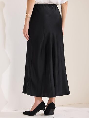 Allegra K Women's Satin Maxi Summer Skirt High Waist Drawstring Flared Cocktail Wedding 2025 A-Line Long Skirts in Saudi Arabia