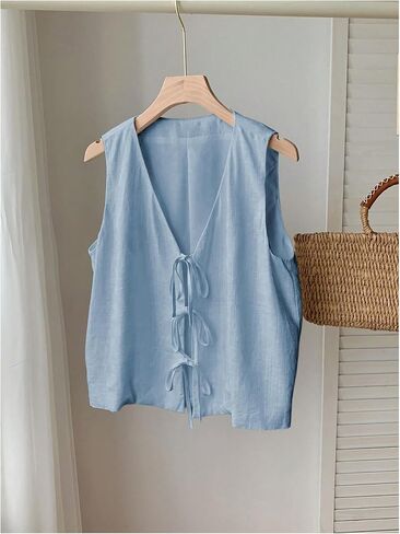 Verdusa Women's Babydoll Boy Tie Step Front Coquette Cute Out Out Tops Summeres Summer Summer in Saudi Arabia