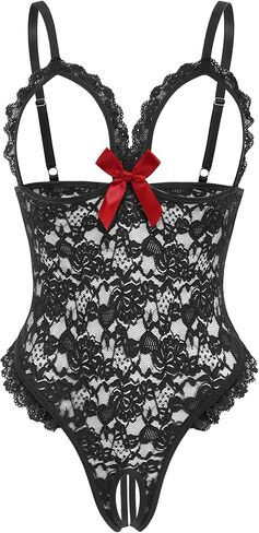 Avidlove One Piece Lingerie Sexy Teddy Ruffle V Neck Bodysuit Lace Nightie in Kuwait