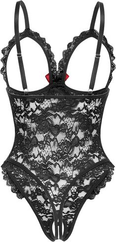 Avidlove One Piece Lingerie Sexy Teddy Ruffle V Neck Bodysuit Lace Nightie in Kuwait