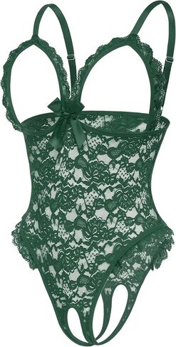 Avidlove One Piece Lingerie Sexy Teddy Ruffle V Neck Bodysuit Lace Nightie in Saudi Arabia