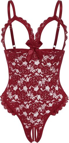 Avidlove One Piece Lingerie Sexy Teddy Ruffle V Neck Bodysuit Lace Nightie in Saudi Arabia