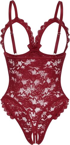 Avidlove One Piece Lingerie Sexy Teddy Ruffle V Neck Bodysuit Lace Nightie in Saudi Arabia