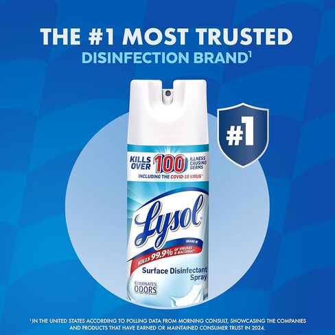 Lysol Disinfectant Spray, Sanitizing and Antibacterial Spray, For Disinfecting and Deodorizing, Crisp Linen, 19 fl oz (Pack of 12) in Kuwait