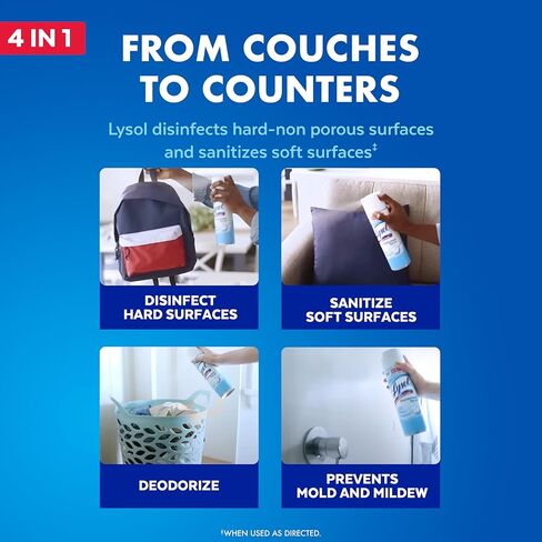 Lysol Disinfectant Spray, Sanitizing and Antibacterial Spray, For Disinfecting and Deodorizing, Crisp Linen, 19 fl oz (Pack of 12) in Kuwait