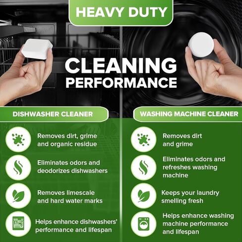 Renuv Dishwasher Cleaner Tablets - Eco Friendly Descaler Slow Dissolving Heavy Duty Tablets Deep Clean Smelly Dish Washer, Odor Eliminator, Limescale, Calcium, Hard Water, Degreaser, Septic Safe in Kuwait