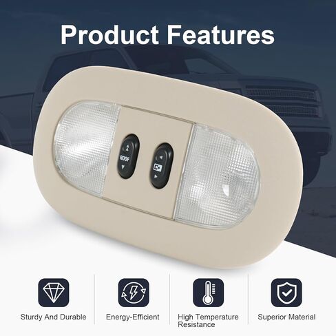 LED Overhead Console Dome Map Light Interior Roof Reading Lamp Compatible with 2004-2008 Ford F-150 2006-2008 Lincoln Mark LT Replace# 7L3Z-18519A70-BA, 4L3Z-18519A70-BAA, Beige in Kuwait