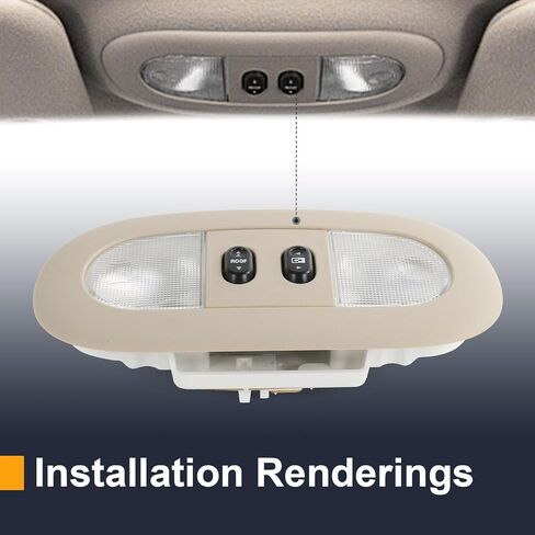 LED Overhead Console Dome Map Light Interior Roof Reading Lamp Compatible with 2004-2008 Ford F-150 2006-2008 Lincoln Mark LT Replace# 7L3Z-18519A70-BA, 4L3Z-18519A70-BAA, Beige in Kuwait