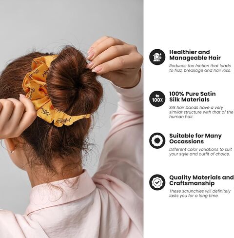 Scrunchies تصميم لطيف لجميع نوع الشعر مرنة الشفرات كبيرة لذيل الحصان XL srcunchies تعيين هذه العلاقات الشعر الناعمة رائعة لكل مناسبة (النجوم) in Kuwait