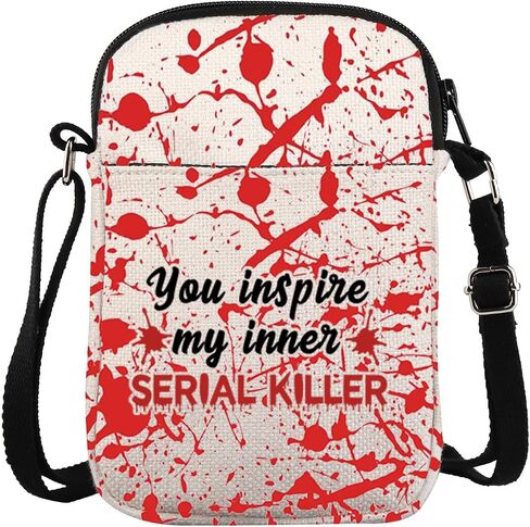 JXGZSO Dark Humor You Inspire My Inner Serial Killer Crossbody Bag Adult Humor Funny Quote Shoulder Bag in Saudi Arabia
