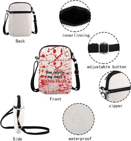JXGZSO Dark Humor You Inspire My Inner Serial Killer Crossbody Bag Adult Humor Funny Quote Shoulder Bag in Saudi Arabia