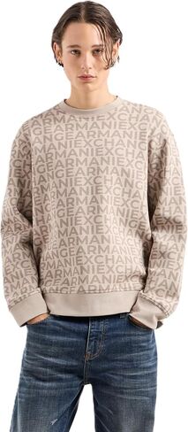 Armani Exchange Men's All Over Logo Stretch Bonded Cotton Crewneck Sweatshirt in Saudi Arabia