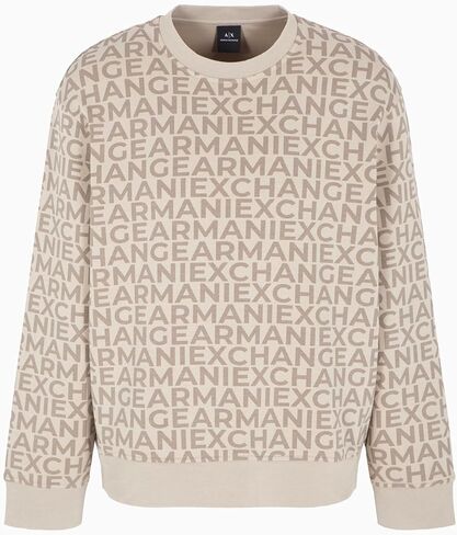 Armani Exchange Men's All Over Logo Stretch Bonded Cotton Crewneck Sweatshirt in Saudi Arabia