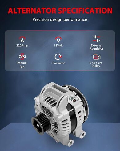 cciyu New Alternator 11576 Fit for 2011-2018 For Dodge for Challenger,2011-2018 For Dodge for Charger,2011-2018 For Dodge for Durango,2011-2018 For Jeep for Grand Cherokee in Kuwait