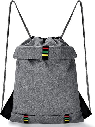 Drawstring Backpack Waterproof Gym Backpack with Pockets,Drawstring Bags Swim Bag for Women Men,Black in Saudi Arabia