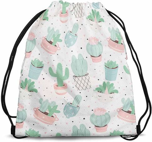 Cartoon Pattern Drawstring Backpack Collection of Cute Dinosaurs Tree Cactus Clouds for Swim Bag for Beach Swim Swimming Pool Drawstring Bags in Saudi Arabia
