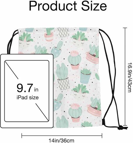 Cartoon Pattern Drawstring Backpack Collection of Cute Dinosaurs Tree Cactus Clouds for Swim Bag for Beach Swim Swimming Pool Drawstring Bags in Saudi Arabia