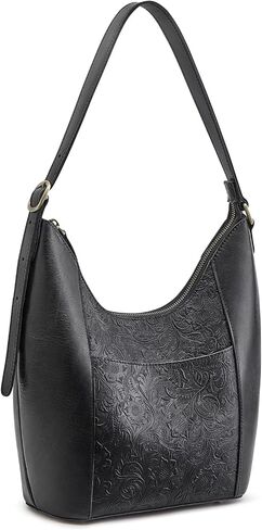 S-ZONE Leather Shoulder Bag for Women Hobo Bag Top Handle Handbag Satchel Purse Rose Pattern in Kuwait