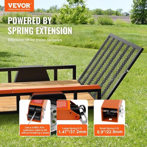 VEVOR Trail Tailgate Lift Assist, Max 180 lbs Load Capacity, Compatible with Open Utility Trailer Tailgate and Ramp, with 10 to 24 Inches Heights Side Rail and 4 to 6 Feet Height Tail Gate or Ramp in Saudi Arabia
