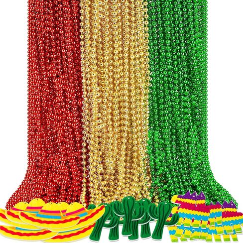 jollylife 21PCS Cinco de Mayo Fiesta Necklaces Bead- Mexican Birthday Party Favors Supplies Decorations in Kuwait