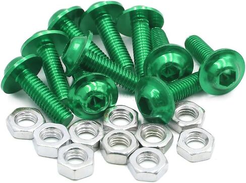 uxcell 10pcs M6 Black Aluminum Alloy Hex Socket Head Motorcycle Bolts Bumper Screws Nuts Universal Replacement in Saudi Arabia