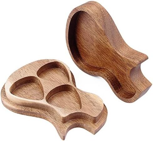 Ogdni Guitar Wood Picks Box Guitar Shaped Guitar Pick Storage Plectrum Container for Guitar Accessories in Saudi Arabia
