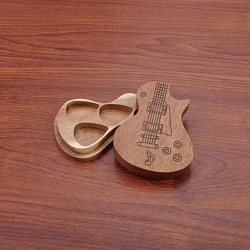 Ogdni Guitar Wood Picks Box Guitar Shaped Guitar Pick Storage Plectrum Container for Guitar Accessories in Saudi Arabia
