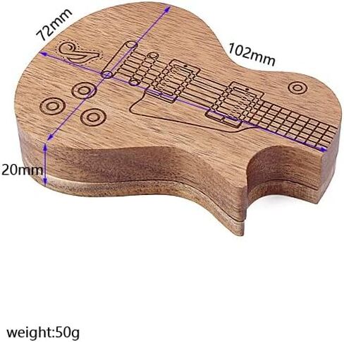 Ogdni Guitar Wood Picks Box Guitar Shaped Guitar Pick Storage Plectrum Container for Guitar Accessories in Saudi Arabia