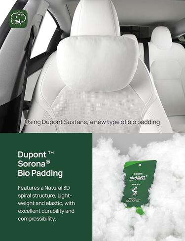 TPARTS Headrest Neck Pillow for Tesla Model 3/Y/X/S, Soft Faux Suede Fabric Car Neck Support Pillow Cushion for Traveling (Filled with Dupont Sorona Fiber)-1pc White in Saudi Arabia
