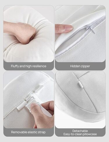 TPARTS Headrest Neck Pillow for Tesla Model 3/Y/X/S, Soft Faux Suede Fabric Car Neck Support Pillow Cushion for Traveling (Filled with Dupont Sorona Fiber)-1pc White in Saudi Arabia