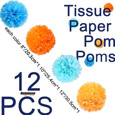 AimtoHome Black Tissue Paper Pom Poms, 12in Paper Flower Balls Hanging Party Decorations, Pack of 12 in Saudi Arabia