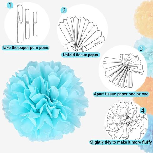 AimtoHome Black Tissue Paper Pom Poms, 12in Paper Flower Balls Hanging Party Decorations, Pack of 12 in Saudi Arabia