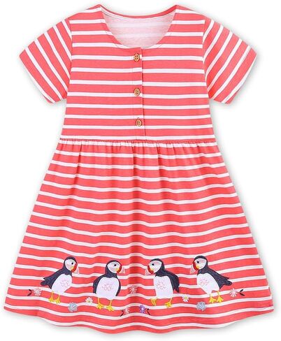 Girl's Summer Dresses Cotton Short Sleeve and Sleeveless Dress for Kids Girls Casual Skater Playwear Dresses Set 2 Pack in Saudi Arabia