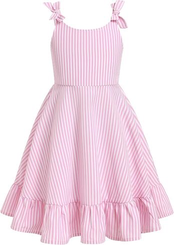 FYMNSI Girls Dresses for Toddler Kids Summer Sleeveless Spaghetti Straps Striped Floral Ruffle Casual Dress Beach Sundress in Kuwait