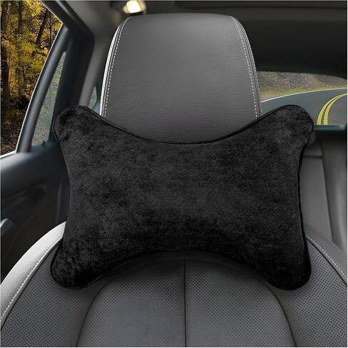 Car Neck Pillow, Comfortable Soft Car Headrest Pillow with Adjustable Strap, Universal Neck Support Pillow Cushion for Driving Office Camping Travelling, Car Accessories (Black) in Saudi Arabia