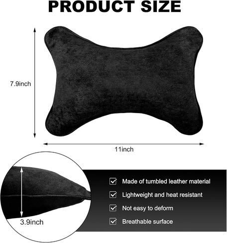 Car Neck Pillow, Comfortable Soft Car Headrest Pillow with Adjustable Strap, Universal Neck Support Pillow Cushion for Driving Office Camping Travelling, Car Accessories (Black) in Saudi Arabia