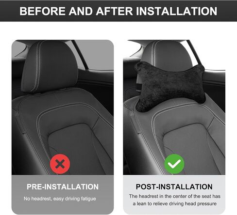 Car Neck Pillow, Comfortable Soft Car Headrest Pillow with Adjustable Strap, Universal Neck Support Pillow Cushion for Driving Office Camping Travelling, Car Accessories (Black) in Saudi Arabia