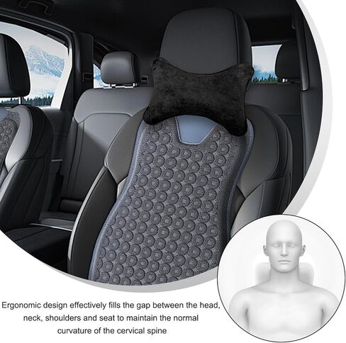 Car Neck Pillow, Comfortable Soft Car Headrest Pillow with Adjustable Strap, Universal Neck Support Pillow Cushion for Driving Office Camping Travelling, Car Accessories (Black) in Saudi Arabia