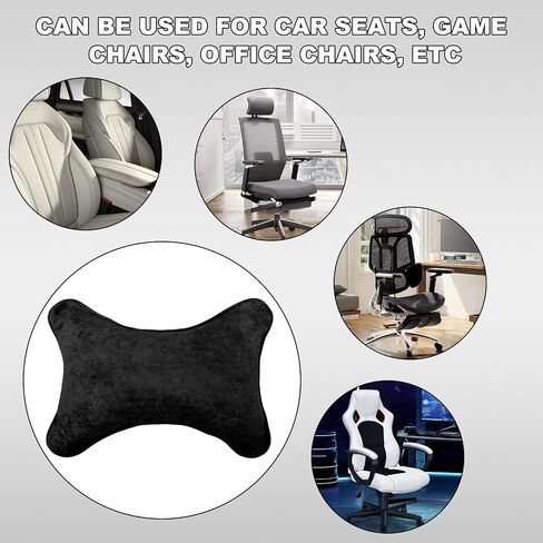 Car Neck Pillow, Comfortable Soft Car Headrest Pillow with Adjustable Strap, Universal Neck Support Pillow Cushion for Driving Office Camping Travelling, Car Accessories (Black) in Saudi Arabia
