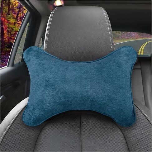 Car Neck Pillow, Comfortable Soft Car Headrest Pillow with Adjustable Strap, Universal Neck Support Pillow Cushion for Driving Office Camping Travelling, Car Accessories (Black) in Kuwait
