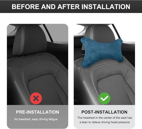 Car Neck Pillow, Comfortable Soft Car Headrest Pillow with Adjustable Strap, Universal Neck Support Pillow Cushion for Driving Office Camping Travelling, Car Accessories (Black) in Kuwait