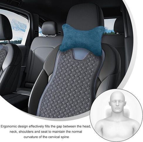 Car Neck Pillow, Comfortable Soft Car Headrest Pillow with Adjustable Strap, Universal Neck Support Pillow Cushion for Driving Office Camping Travelling, Car Accessories (Black) in Kuwait