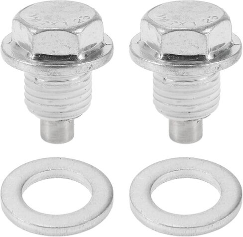 Universal Oil Drain Plug Anti Leakage Oil Pan Drain Bolt Screw Thread Repair Aluminum 2 Set with Gasket Silver Tone White Magnetic M12x1.25 in Saudi Arabia